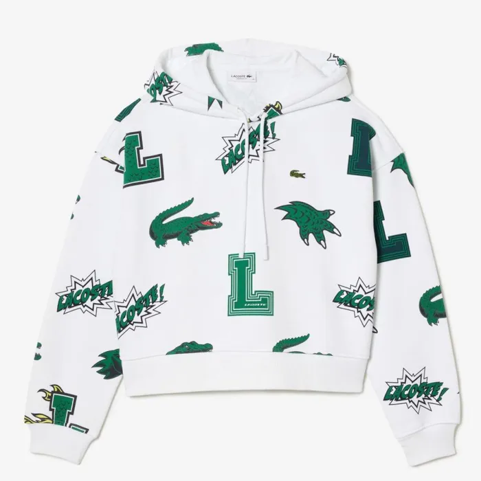 Sweaters and Sweatshirts Women Lacoste Women039s Oversized Fleece Hoodie White 001