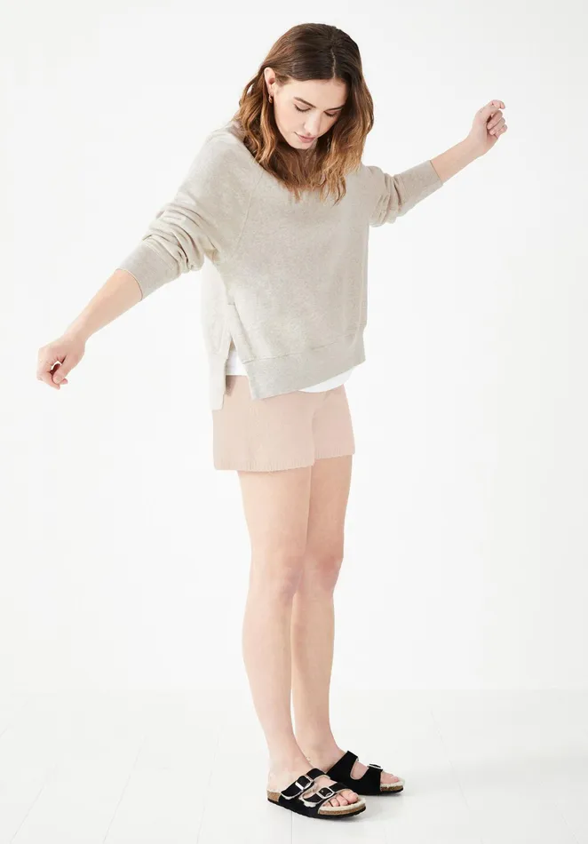 Sweatshirts and Hoodies Women Hush Perran Side Slit Sweatshirt Oatmeal Marl