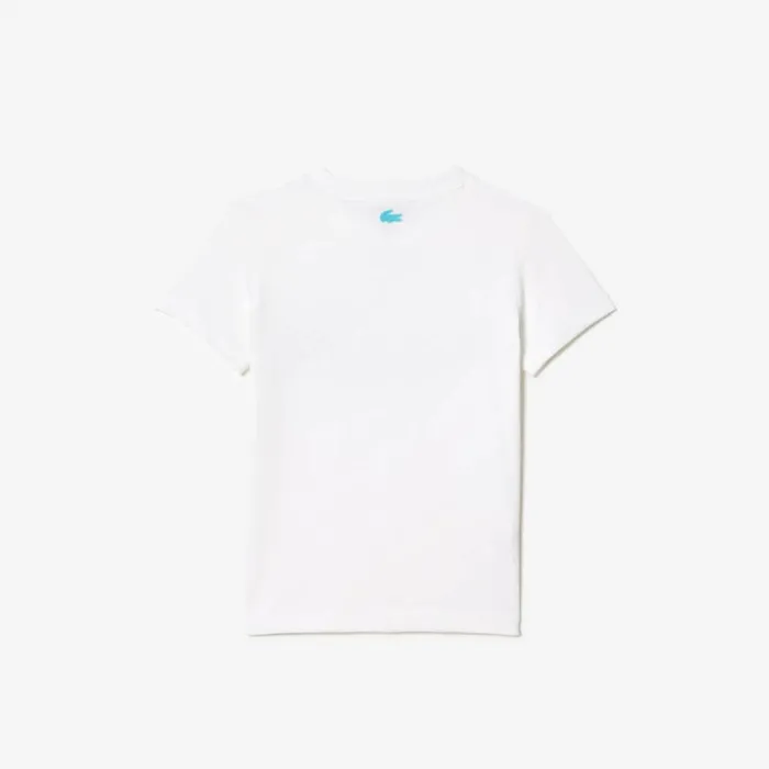 TShirts and Tops Kids Lacoste Kids039 Cotton Jersey Planet Print TShirt White 001