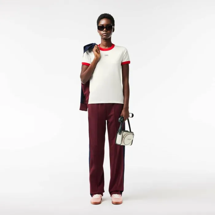TShirts and Tops Women Lacoste Women039s Slim Fit Cotton Tennis TShirt White Red Xg4