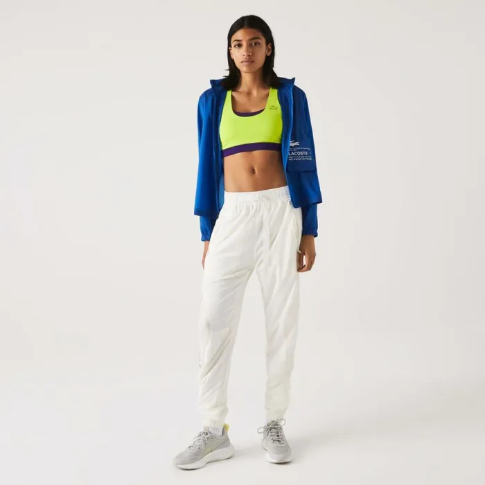 TShirts and Tops Women Lacoste Women039s SPORT Colorblock Recycled Polyester Sports Bra Yellow Purple 5cy