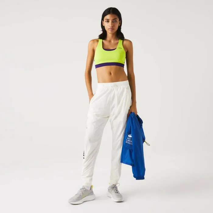 TShirts and Tops Women Lacoste Women039s SPORT Colorblock Recycled Polyester Sports Bra Yellow Purple 5cy