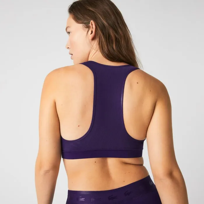 TShirts and Tops Women Lacoste Women039s SPORT Colorblock Recycled Polyester Sports Bra Yellow Purple 5cy
