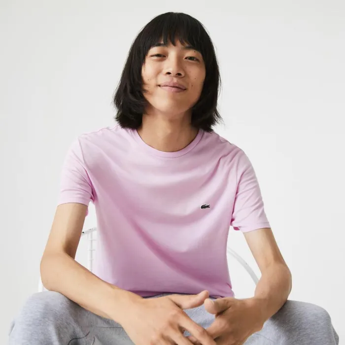 TShirts Men Lacoste Men039s Crew Neck Pima Cotton Jersey TShirt Pink Z4h