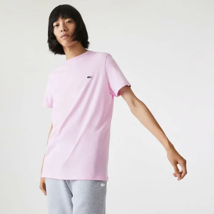 TShirts Men Lacoste Men039s Crew Neck Pima Cotton Jersey TShirt Pink Z4h