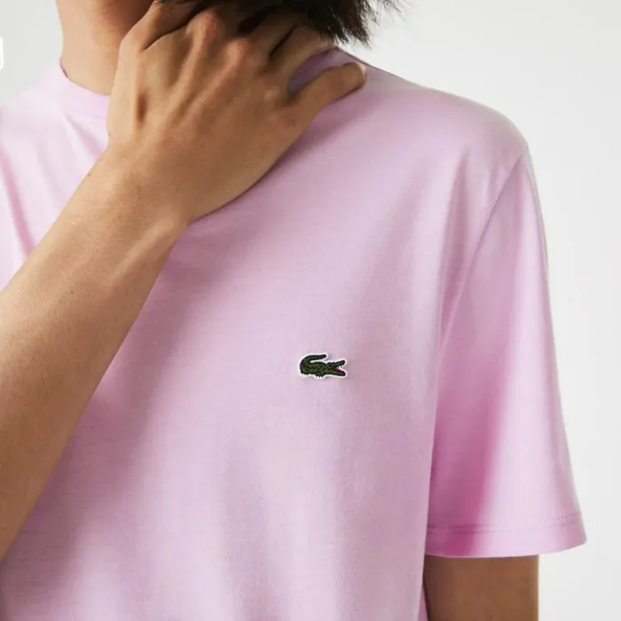 TShirts Men Lacoste Men039s Crew Neck Pima Cotton Jersey TShirt Pink Z4h