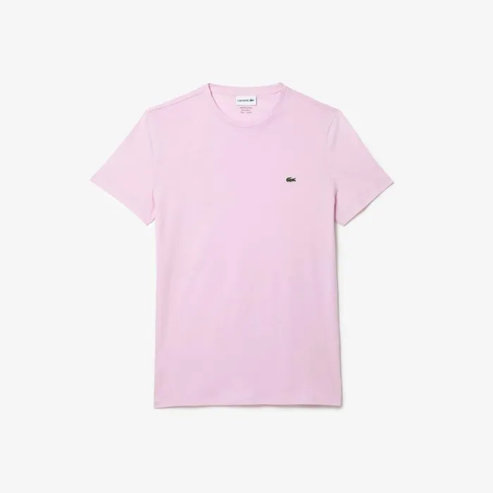 TShirts Men Lacoste Men039s Crew Neck Pima Cotton Jersey TShirt Pink Z4h
