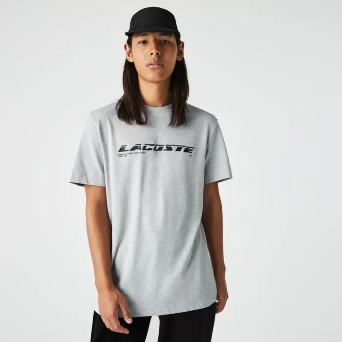 TShirts Men Lacoste Men039s Regular Fit Branded Piqu TShirt Grey Chine Cca