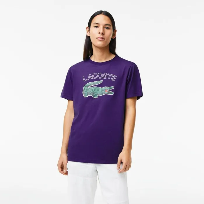 TShirts Men Lacoste Men039s SPORT Crocodile Print Jersey TShirt Purple Pfn