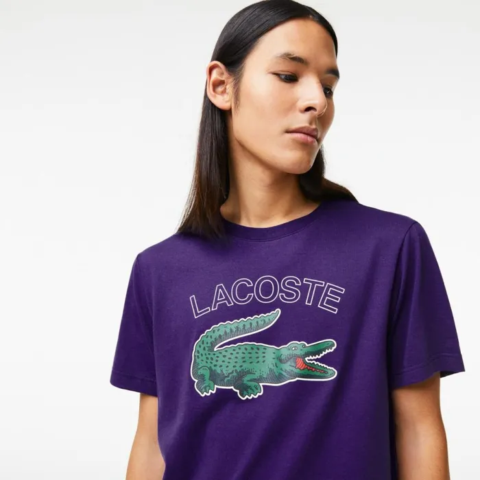 TShirts Men Lacoste Men039s SPORT Crocodile Print Jersey TShirt Purple Pfn