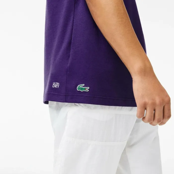 TShirts Men Lacoste Men039s SPORT Crocodile Print Jersey TShirt Purple Pfn