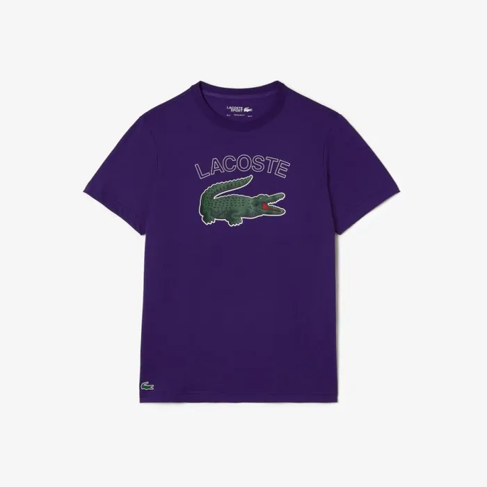 TShirts Men Lacoste Men039s SPORT Crocodile Print Jersey TShirt Purple Pfn