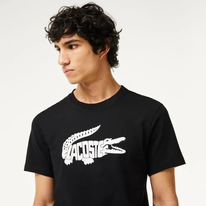 TShirts Men Lacoste Men039s Sport UltraDry Croc Print TShirt Black White 258