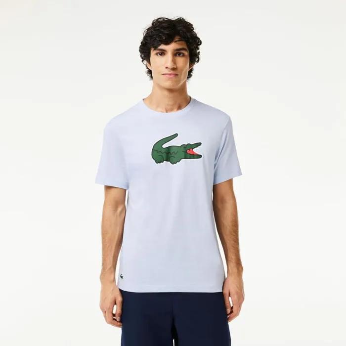 TShirts Men Lacoste Men039s Sport UltraDry Croc Print TShirt Light Blue Green White Il4