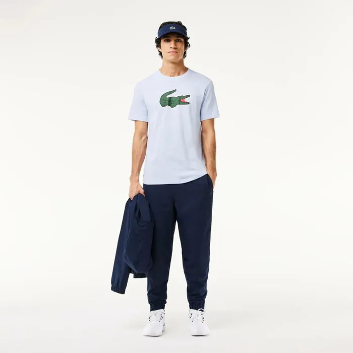 TShirts Men Lacoste Men039s Sport UltraDry Croc Print TShirt Light Blue Green White Il4