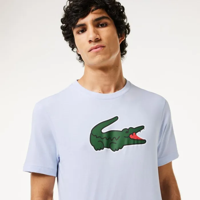 TShirts Men Lacoste Men039s Sport UltraDry Croc Print TShirt Light Blue Green White Il4