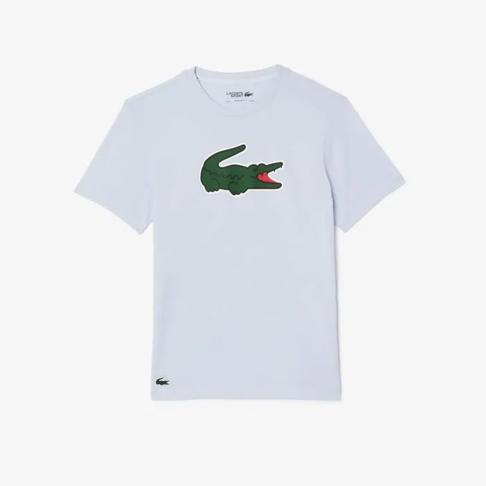 TShirts Men Lacoste Men039s Sport UltraDry Croc Print TShirt Light Blue Green White Il4