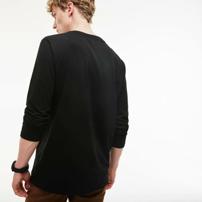 TShirts Men Lacoste Men039s VNeck Lightweight Pima Cotton Jersey TShirt Black 031