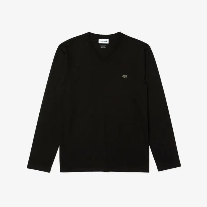 TShirts Men Lacoste Men039s VNeck Lightweight Pima Cotton Jersey TShirt Black 031
