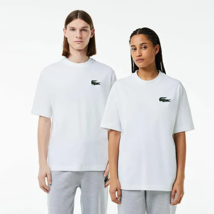 TShirts MenWomen Lacoste Unisex Loose Fit Large Croc Organic Heavy Cotton TShirt White 001 TShirts MenWomen Lacoste Unisex Loose Fit Large Croc Organic Heavy Cotton TShirt White 001
