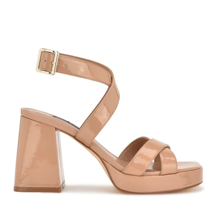 Tackle Ankle Strap Platform Sandals Blush Patent Women Nine West Sandals
