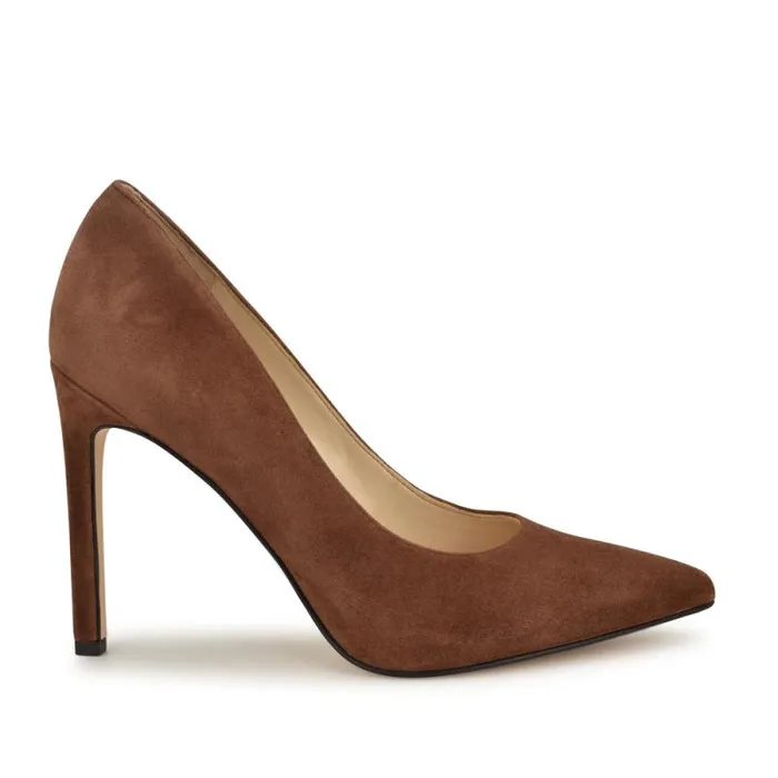 Tatiana Pointy Toe Pumps Brown Suede Women Nine West Heels
