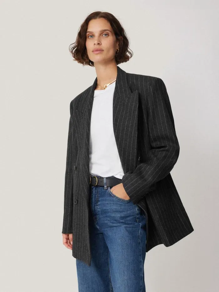 Tatton Italian Wool Pinstripe Blazer Grey Women Jigsaw Coords