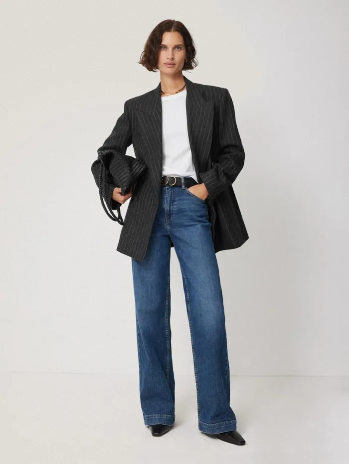 Tatton Italian Wool Pinstripe Blazer Grey Women Jigsaw Coords