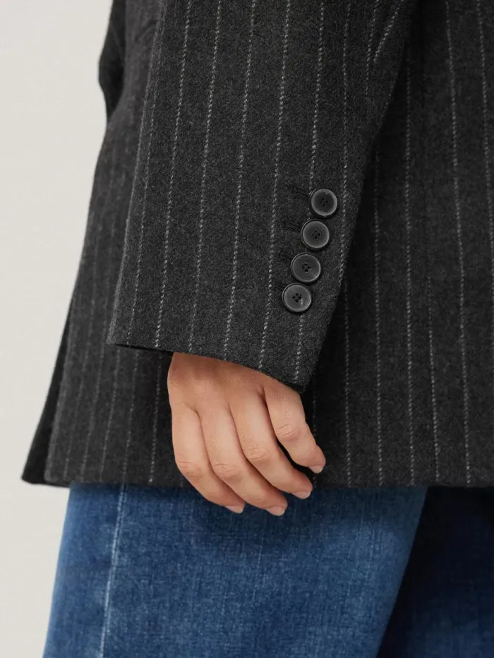 Tatton Italian Wool Pinstripe Blazer Grey Women Jigsaw Coords