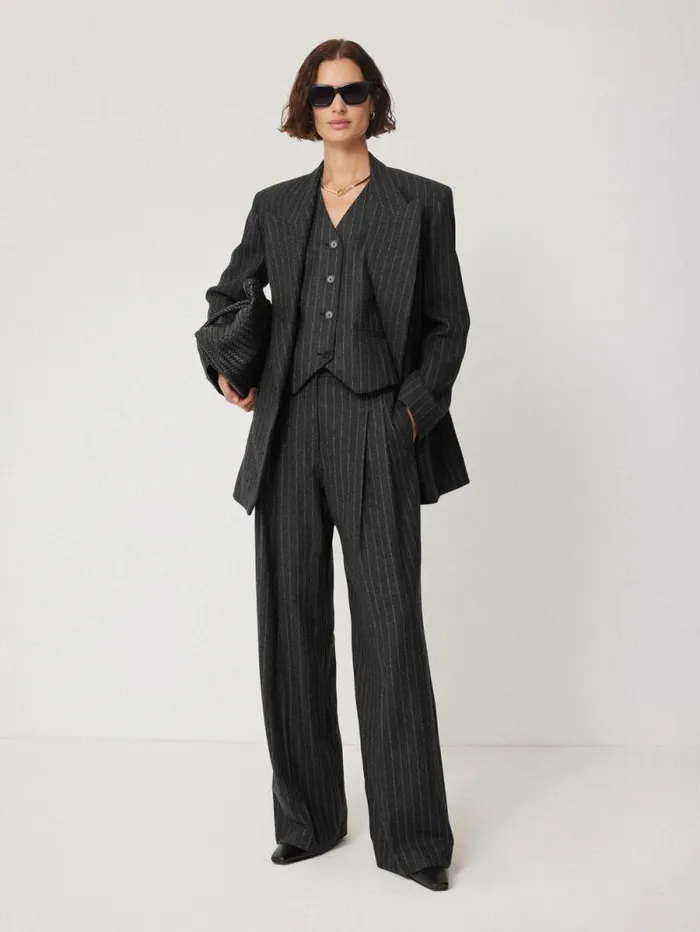 Tatton Italian Wool Pinstripe Blazer Grey Women Jigsaw Coords