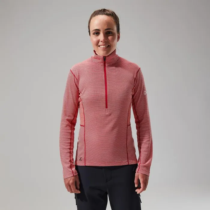 Technical Baselayers Women Berghaus MTN Guide Long Sleeve Half Zip 8211 Red