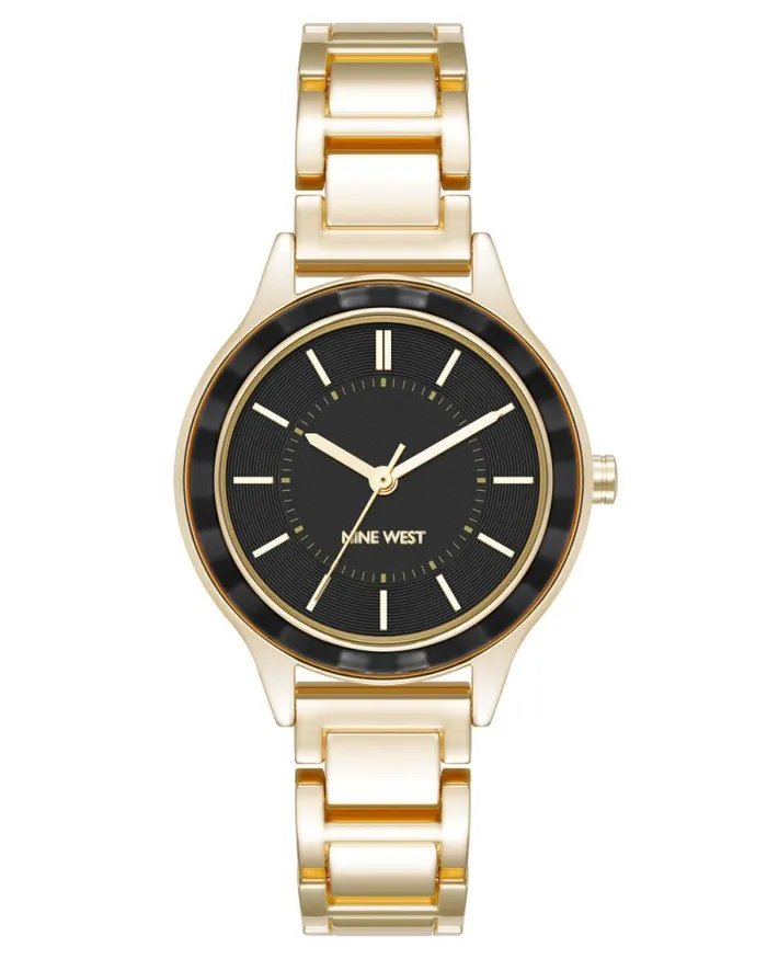 Textured Bezel Bracelet Watch Blackgold Women Nine West Straps