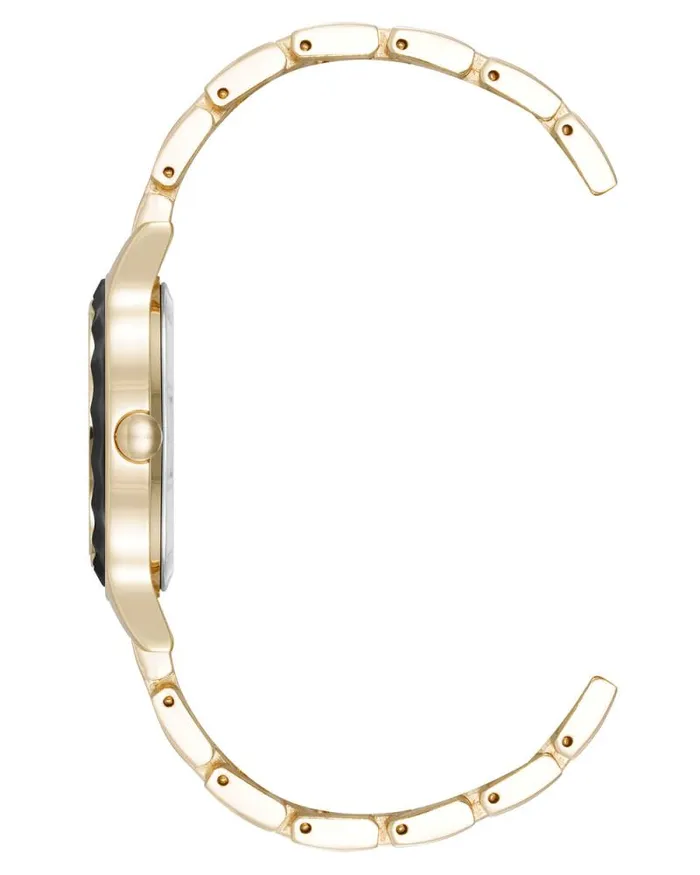 Textured Bezel Bracelet Watch Blackgold Women Nine West Straps Textured Bezel Bracelet Watch Blackgold Women Nine West Straps
