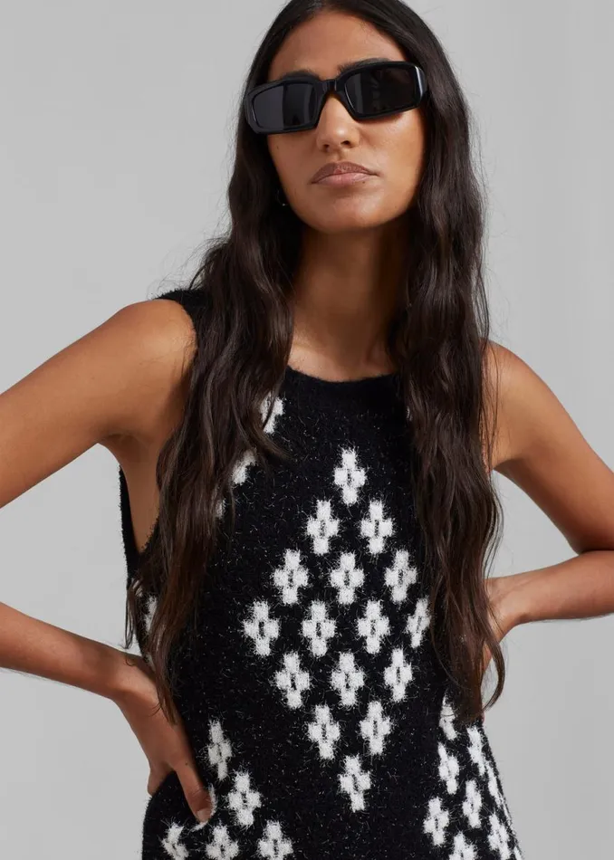 The Frankie Shop 31 Phillip Lim Argyle Jacquard Sleeveless Mini Dress 8211 Black Multi Shop Dresses