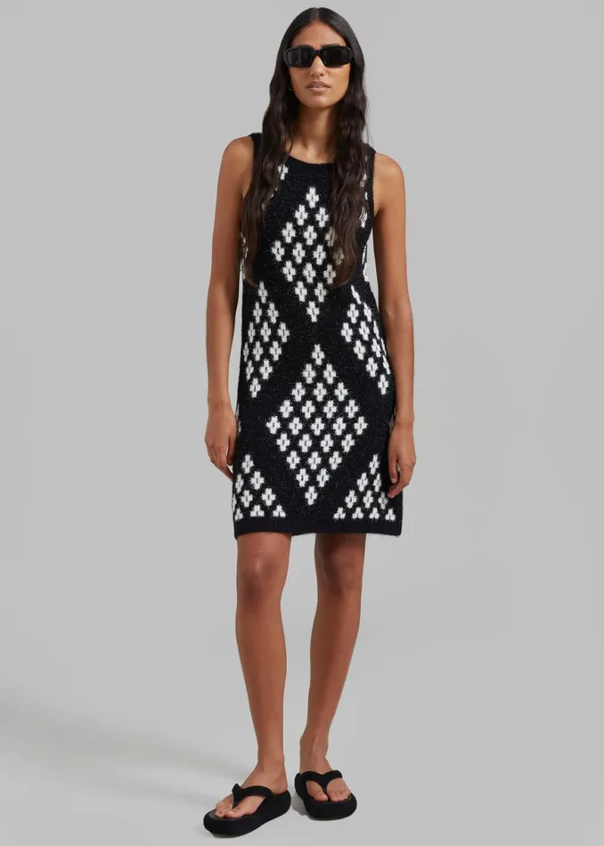 The Frankie Shop 31 Phillip Lim Argyle Jacquard Sleeveless Mini Dress 8211 Black Multi Shop Dresses