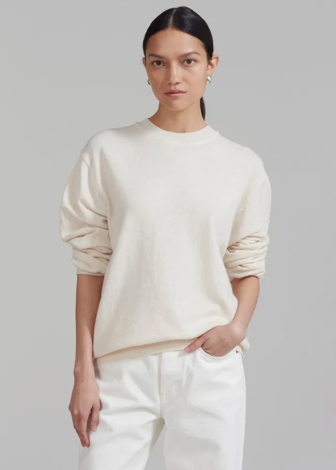 The Frankie Shop Aurora Wool Blend Knit Sweater 8211 Cream Shop Knitwear