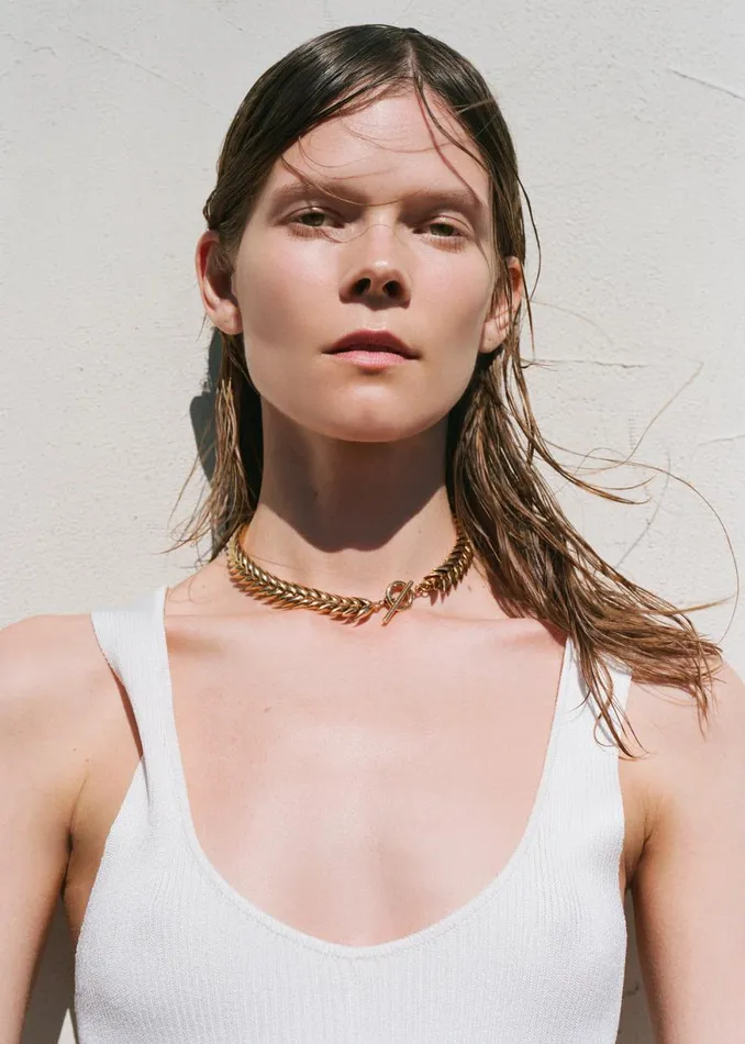 The Frankie Shop Bevza Spikelet Necklace 8211 Gold Shop Accessories