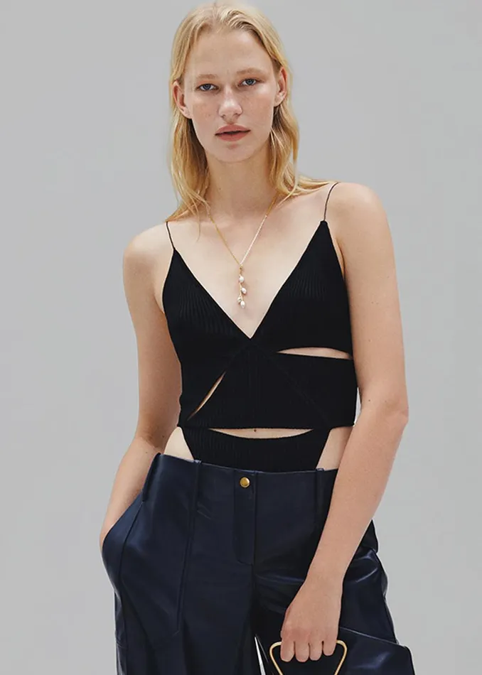 The Frankie Shop Bevza Triangle Bodysuit 8211 Black Shop Tops