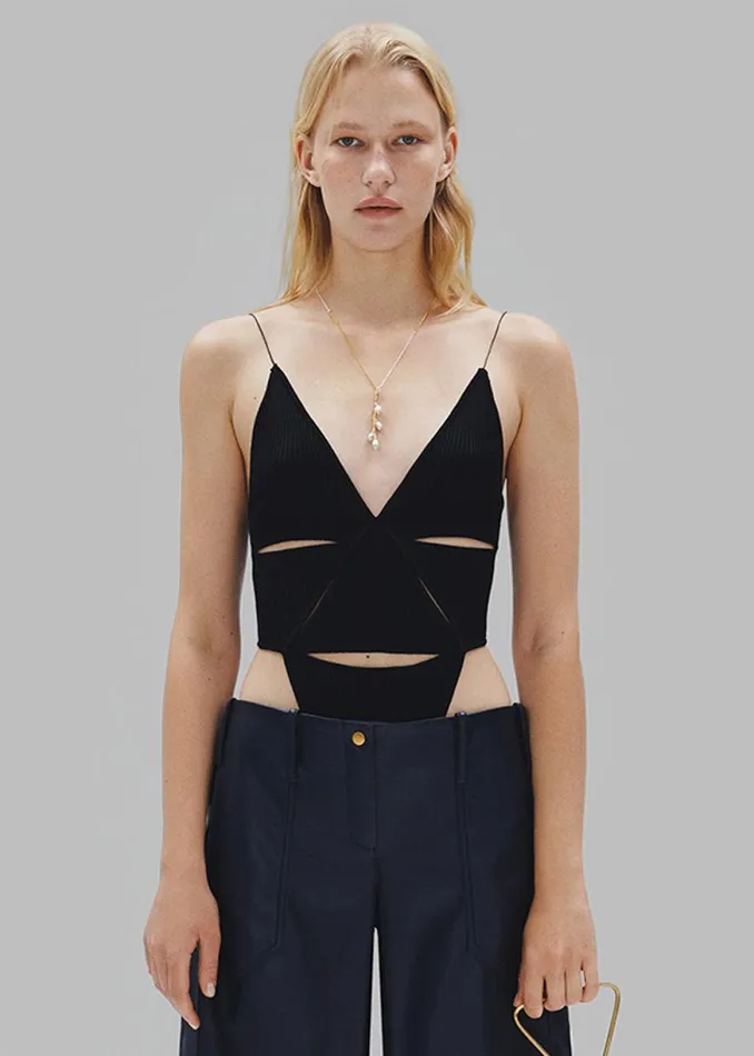The Frankie Shop Bevza Triangle Bodysuit 8211 Black Shop Tops