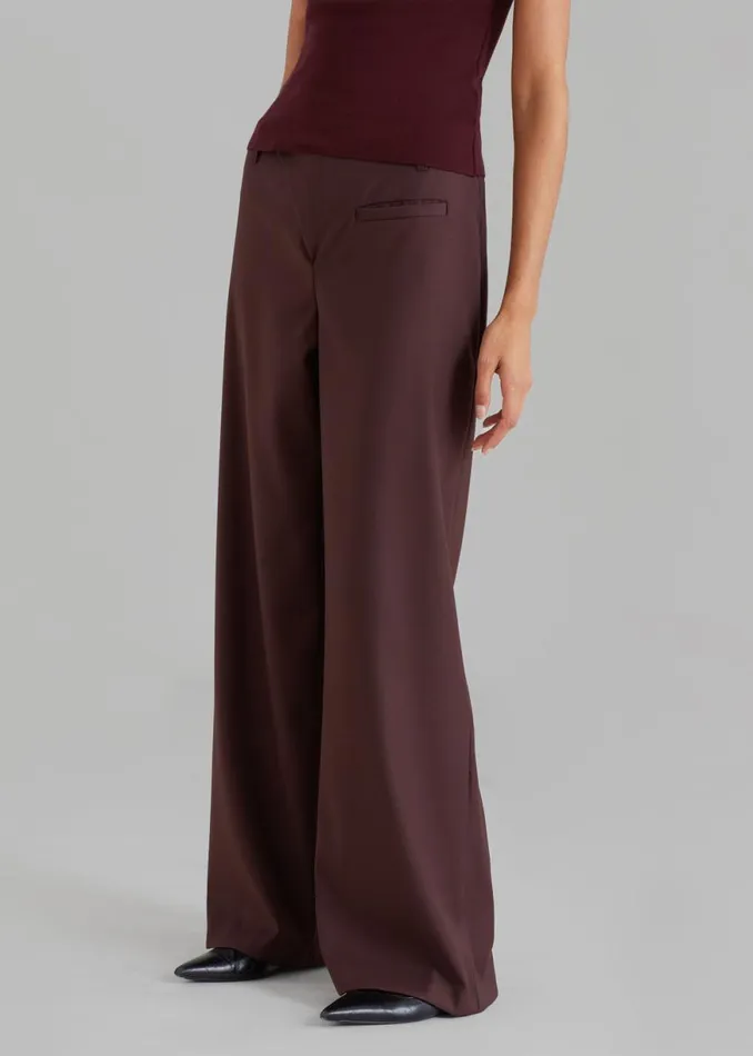 The Frankie Shop Brenna Wide Trousers 8211 Burgundy Shop Clothing