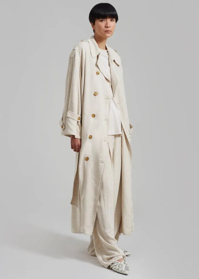 The Frankie Shop By Malene Birger Alanise Trench 8211 Undyed Shop Outerwear