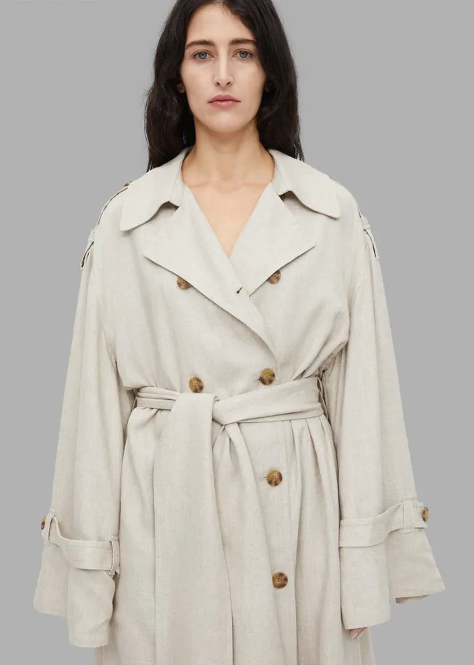 The Frankie Shop By Malene Birger Alanise Trench 8211 Undyed Shop Outerwear