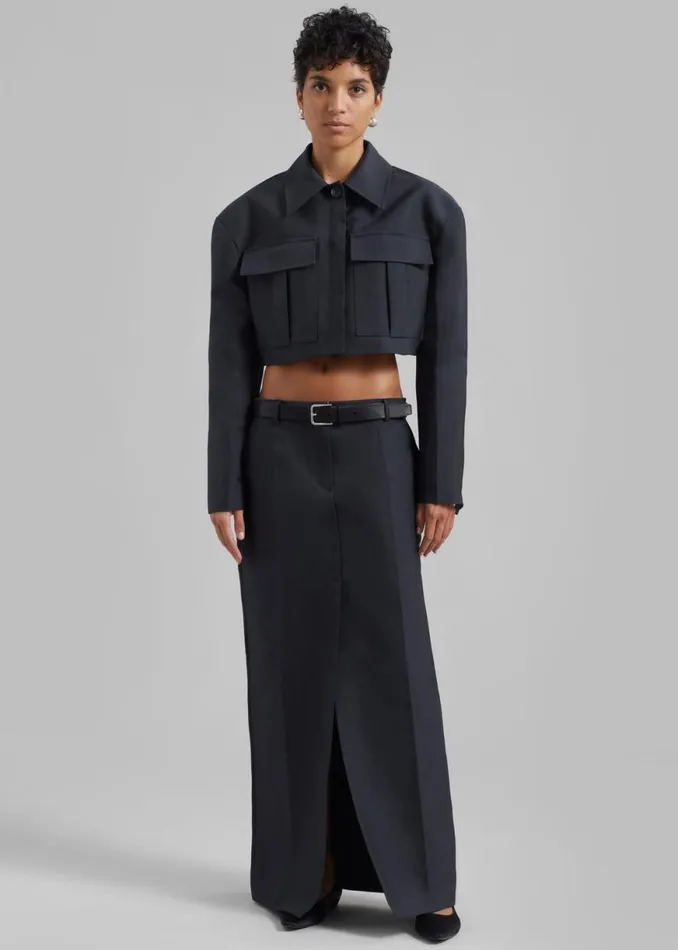 The Frankie Shop Carley Long Skirt 8211 Charcoal Shop Clothing