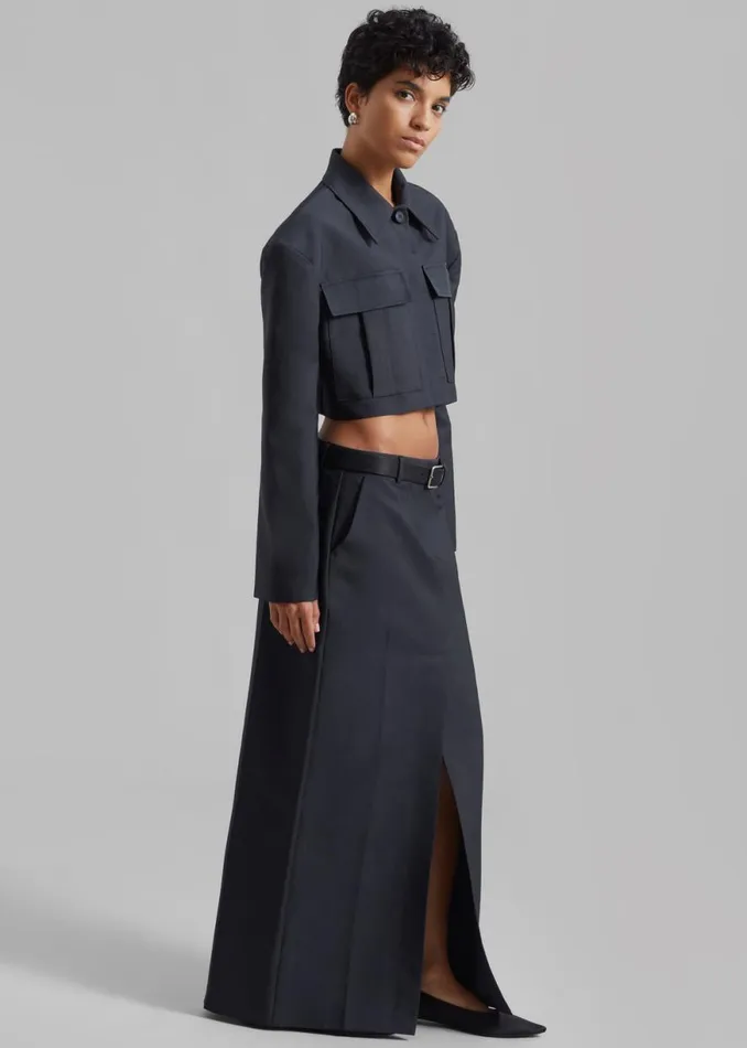 The Frankie Shop Carley Long Skirt 8211 Charcoal Shop Clothing