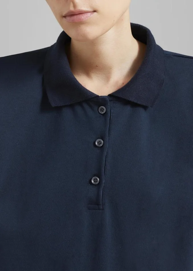 The Frankie Shop Chris Polo Padded Shoulders Mini Dress 8211 Navy Shop Dresses