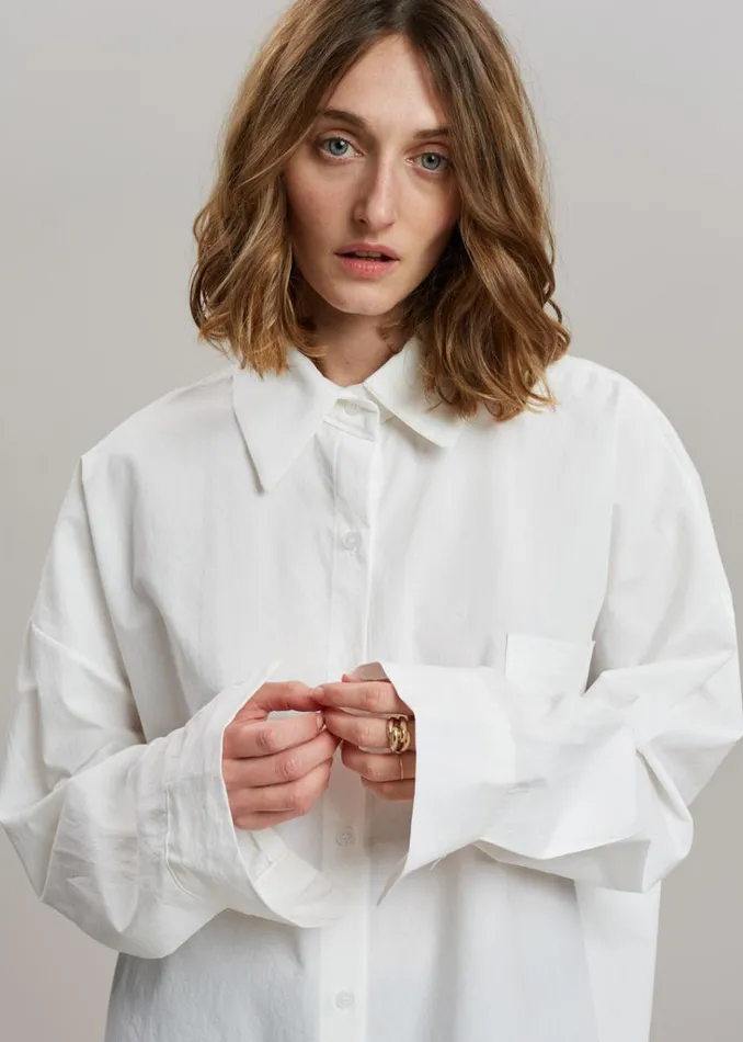 The Frankie Shop Elide Shirt 8211 Optic White Shop Tops