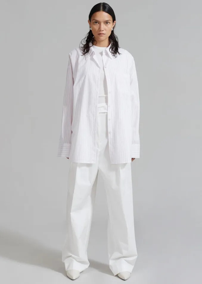 The Frankie Shop Erin Roll Up Shirt 8211 Pink Stripe Shop Tops