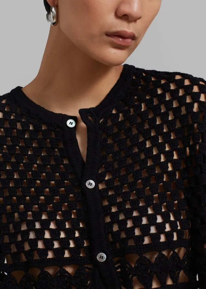 The Frankie Shop Esme Crochet Vest 8211 Black Shop Knitwear