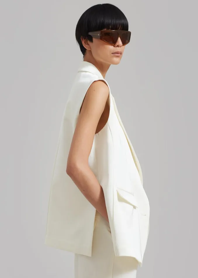 The Frankie Shop Everly Satin Vest 8211 Cream Shop Outerwear