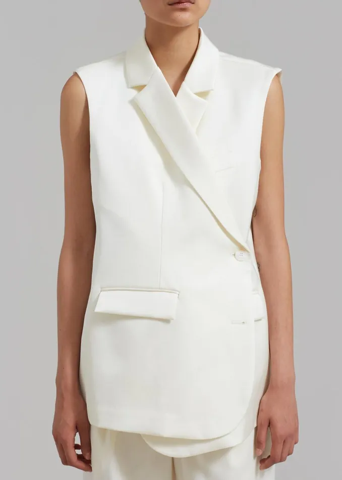 The Frankie Shop Everly Satin Vest 8211 Cream Shop Outerwear